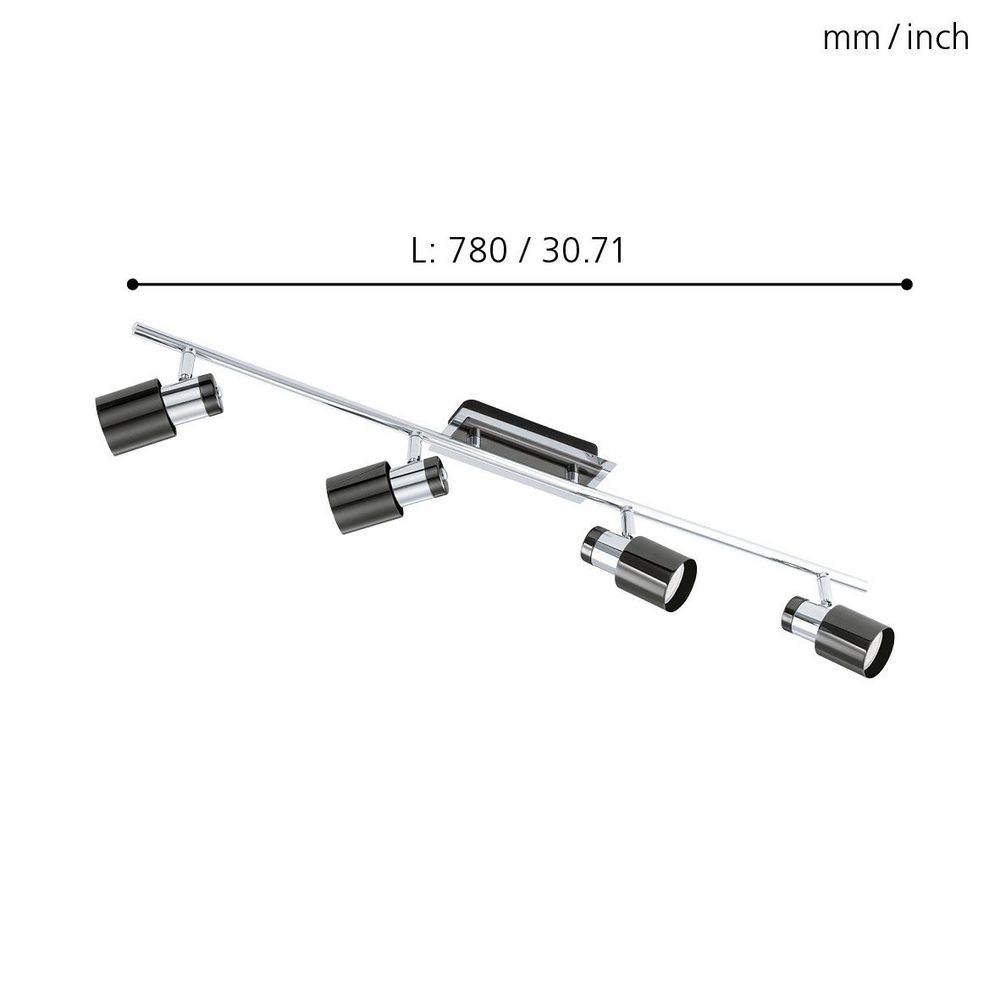 Eglo Davida 1 reflektor/4, led, gu10, 4x5w, 4x400lm, krom/crna  slika 3