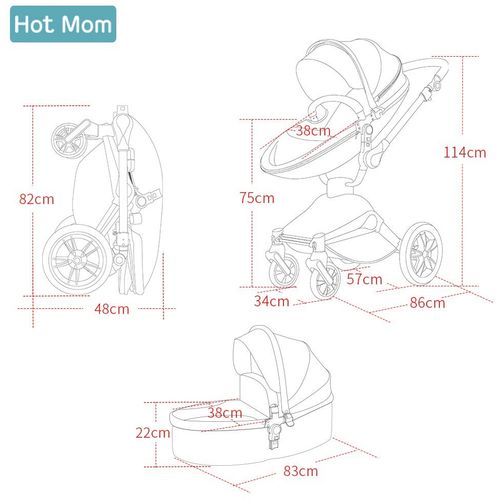 Hot Mom Kolica - Grey 2U1 - Sportsko Sedište+Korpa slika 6