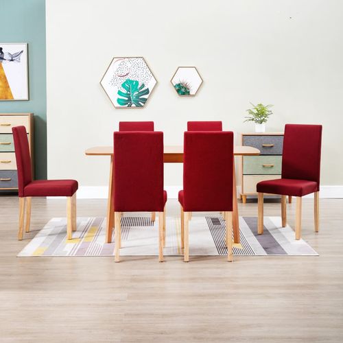 Blagovaonske stolice od tkanine 6 kom crvena boja vina slika 34