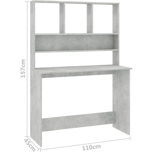 Radni stol s policama siva boja betona 110x45x157 cm iverica slika 6