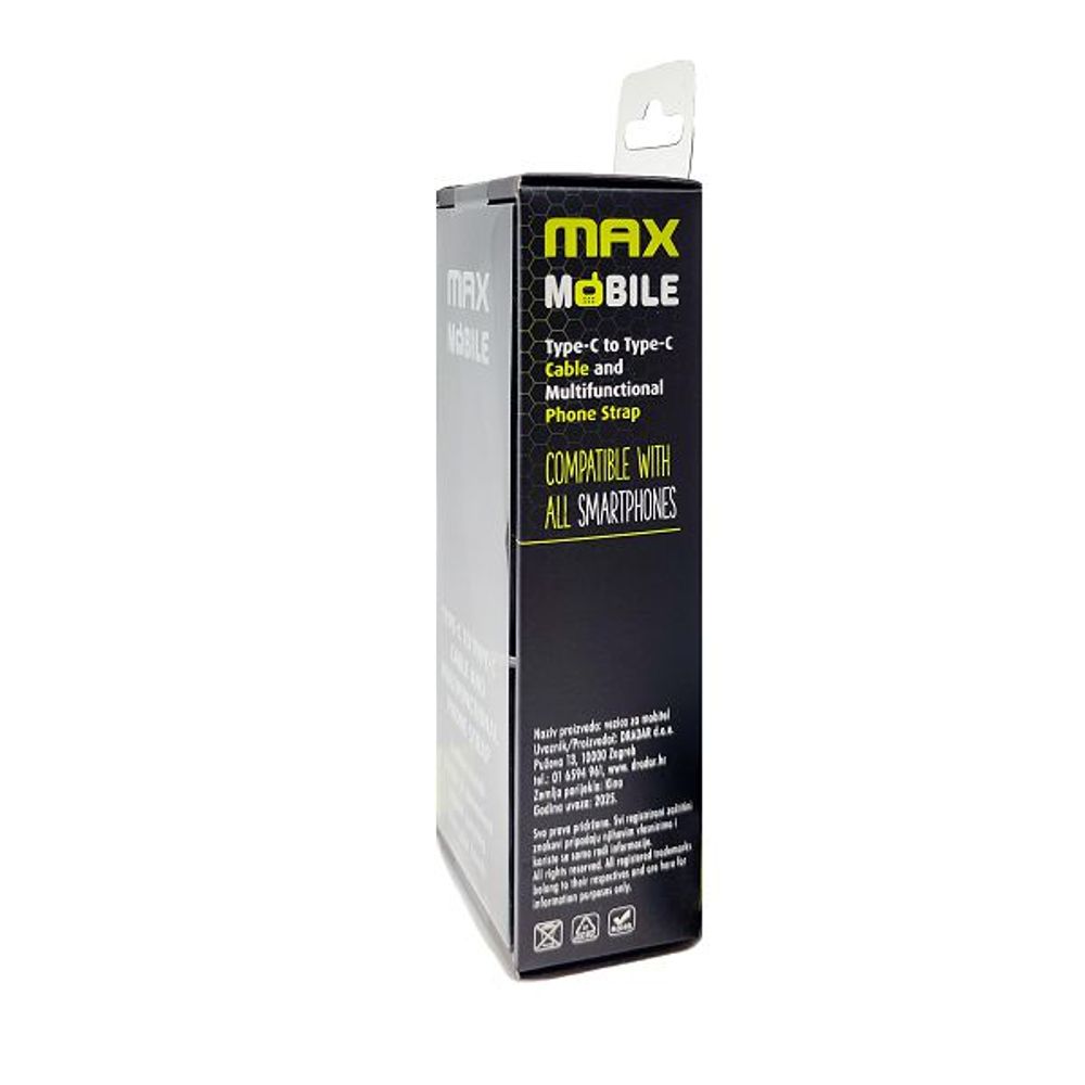 MAXMOBILE DATA KABEL TYPE C-TYPE C,Fashion 6mm vezica 2u1,1.5m ,Black slika 3