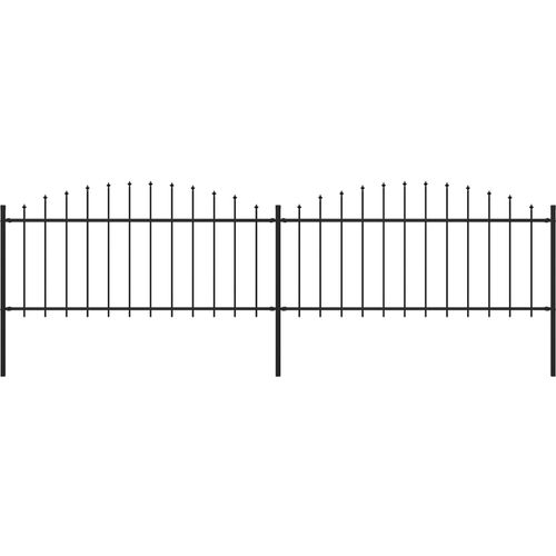 Vrtna ograda s ukrasnim kopljima (0,5-0,75) x 3,4 m čelična crna slika 7