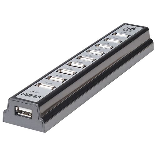 USB HUB 10port Manhattan 161572 2.0/480Mbps/Crni slika 1