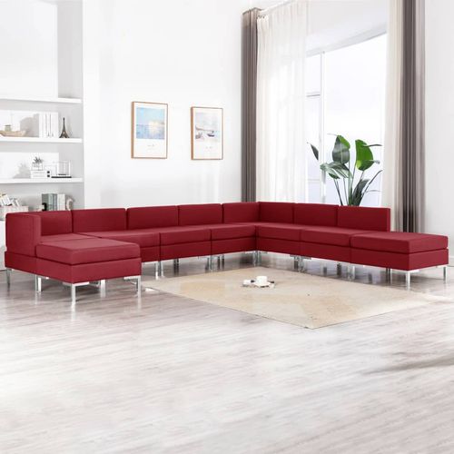 9-dijelni set sofa od tkanine crvena boja vina slika 35