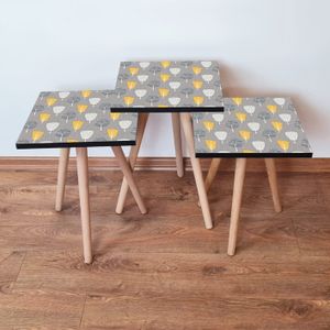 Nesting stolovi 3Shp186 - Set od 3 komada - boje: siva, bijela, žuta