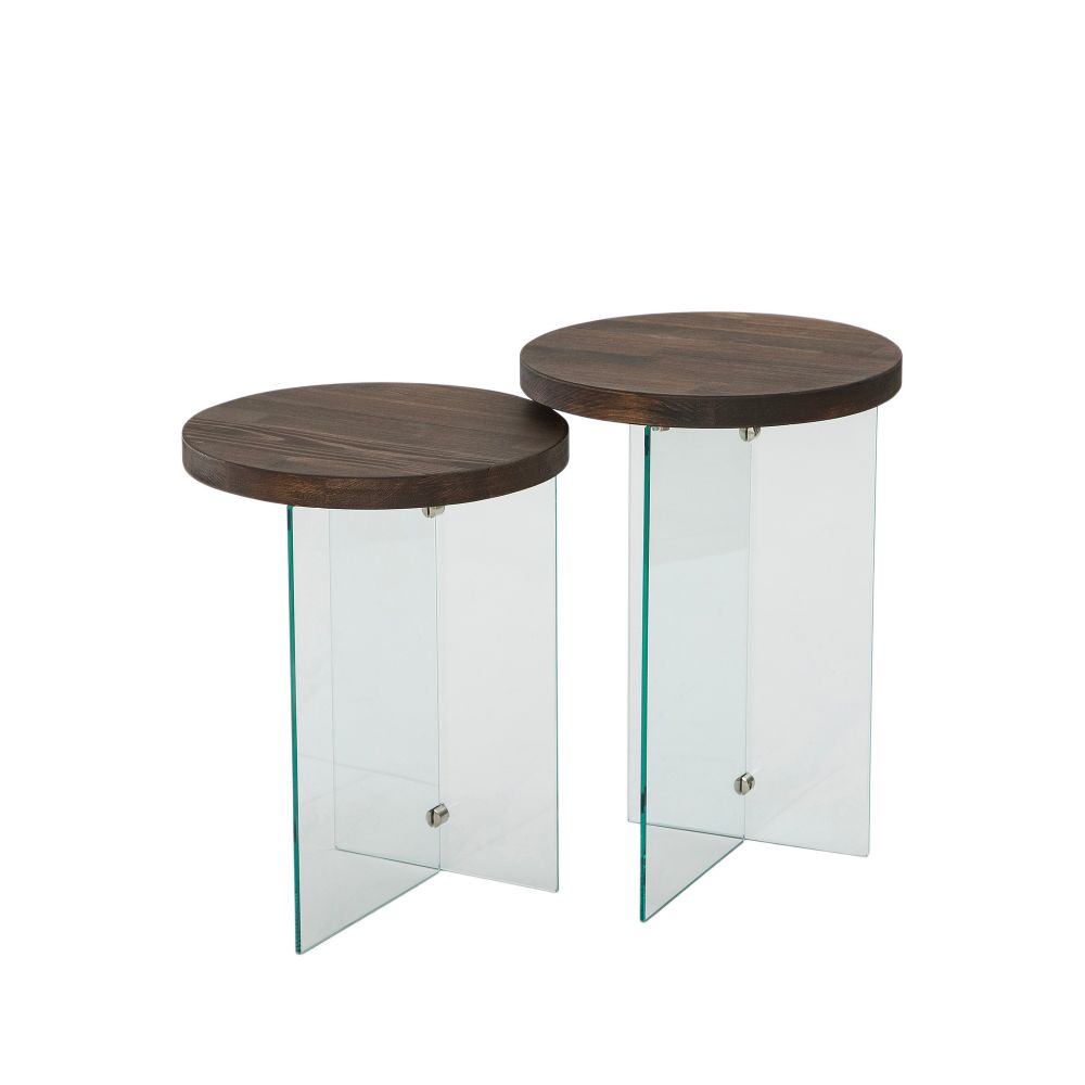 Set stolića za kafu Serenity 2 - Transparentni, Orah slika 4