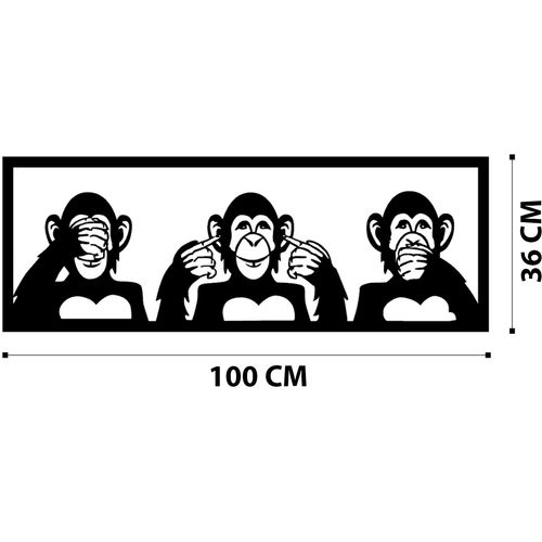 Three Monkeys-L Black Decorative Metal Wall Accessory slika 6