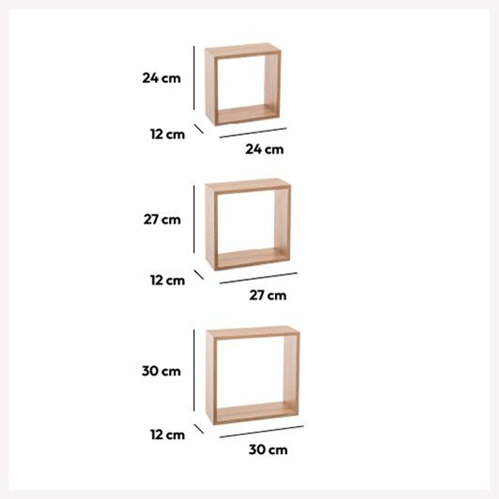 Five fixy set polica zidna 3kom kocka mdf natur l slika 2