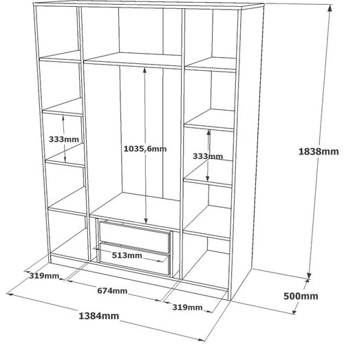 HM2 - W White Wardrobe slika 6