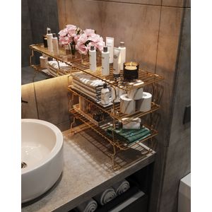 Zidna Polica Gold Brown s Organizatorom za Ormar