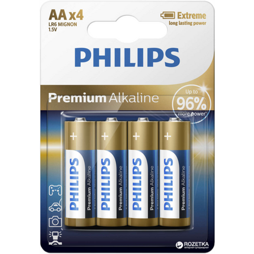 PHILIPS Baterije AA - Premium Alkalne, Pakiranje od 4 komada (LR6) slika 1