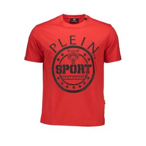 PLEIN SPORT RED MEN'S SHORT SLEEVE T-SHIRT