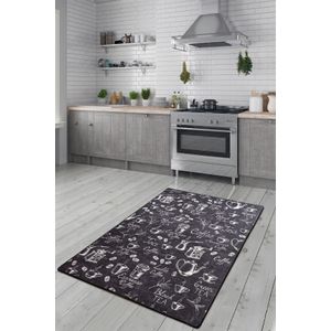 Cappuccino - Crni Višebojni Tepih za Dnevni Boravak (100 x 300 cm)