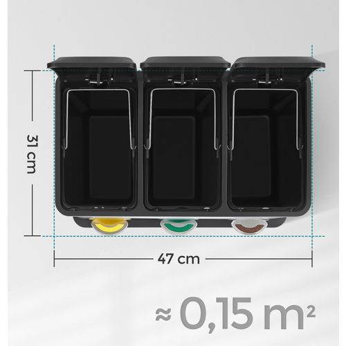 SONGMICS recycling bin, 3-in-1 pedal bin slika 2