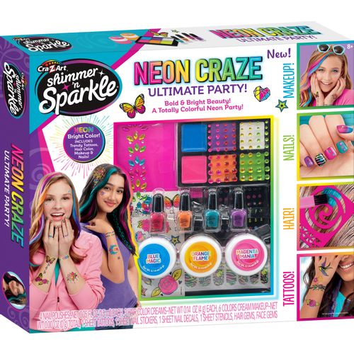 CRAZART set 4u1 za tijelo, nokte, kosu i šminka Neon Craze 17344 slika 1