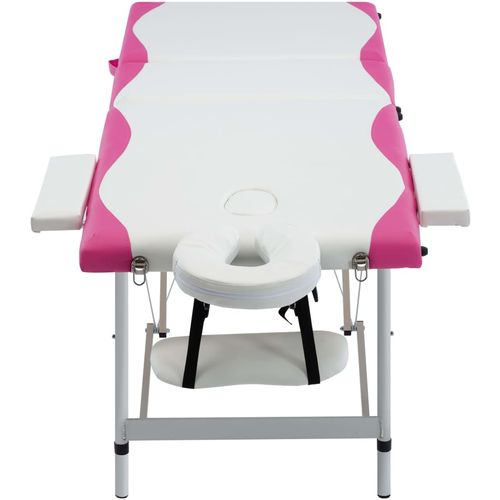 Sklopivi masažni stol s 3 zone aluminijski bijelo-ružičasti slika 28