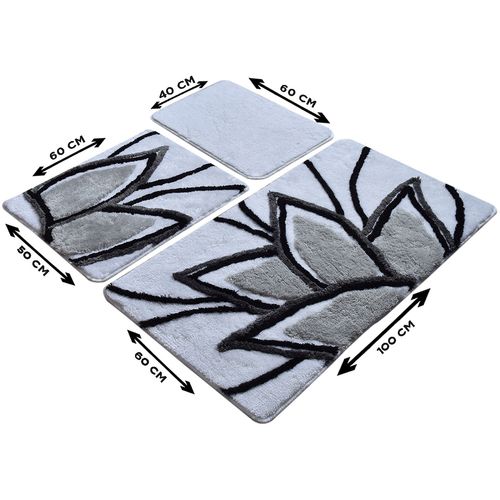 Lotus - Grey Multicolor Acrylic Bathmat Set (3 Pieces) slika 3