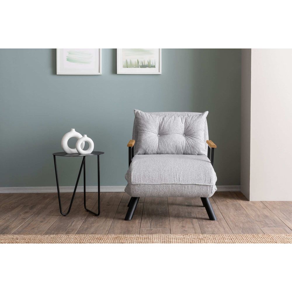 Sando Single - Siva Sofa na Razvlačenje od Teddy Tkanine slika 3