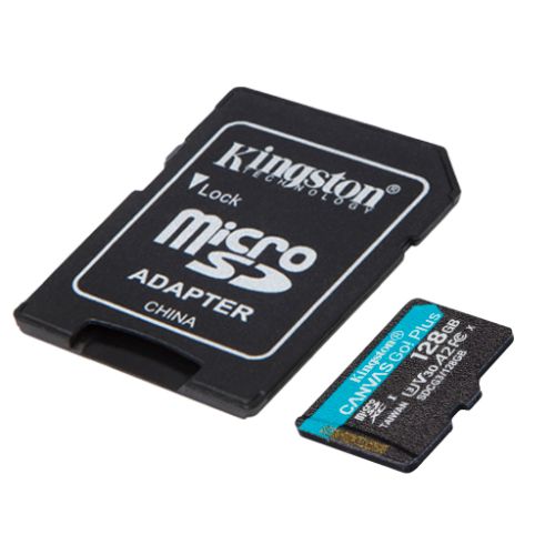 Kingston SDCG3/128GB MicroSD 128GB, Canvas Go! Plus, Class10 UHS-I U3 V30 A2, Read up to 170MB/s, Write up to 90MB/s, for 4K and FullHD video recording, w/SD adapter slika 2