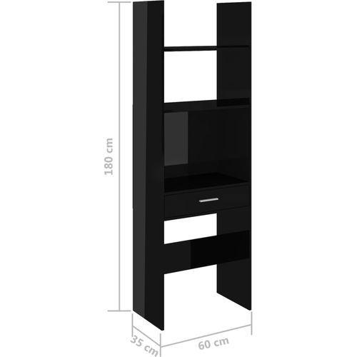 Ormarić za knjige visoki sjaj crni 60 x 35 x 180 cm od iverice slika 8