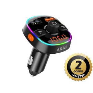 AKAI FM transmiter, 2xUSB punjač, BT, HandsFree, microSD, 12-24V, crni FMT-52BT