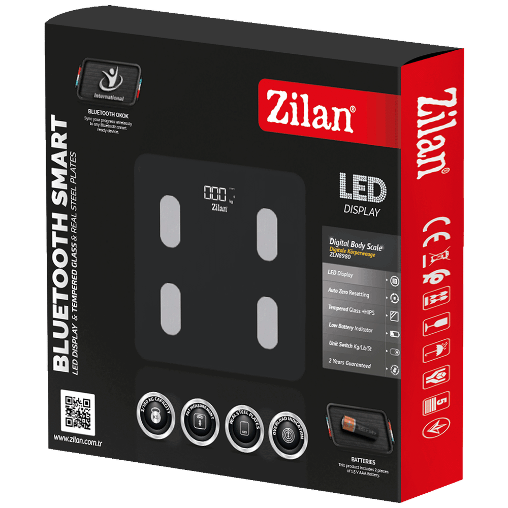 Zilan Pametna vaga, tjelesna, do 180 kg, LED zaslon, Bluetooth - ZLN8980 slika 2