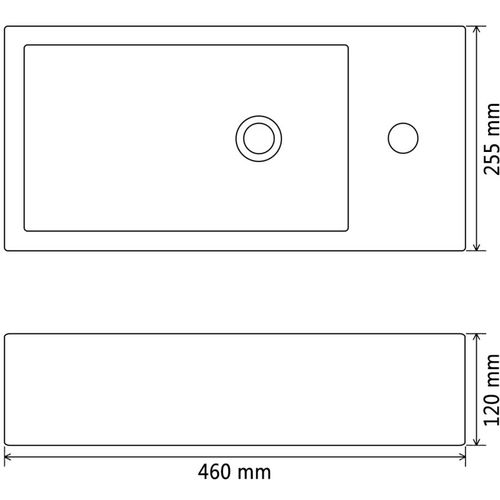 Umivaonik s otvorom pravokutni keramički crni 46x25,5x12 cm slika 11