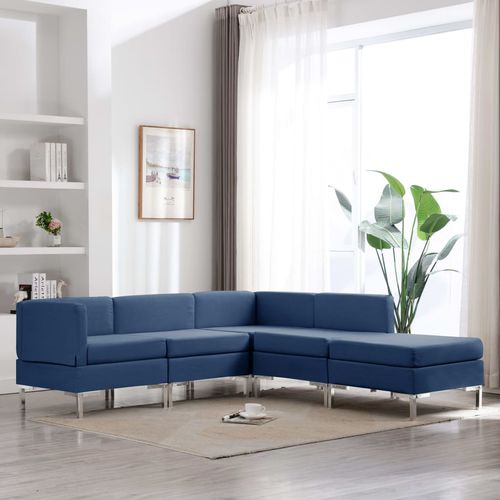 5-dijelni set sofa od tkanine plavi slika 8