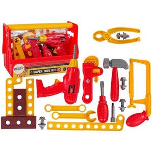 Dječji DIY set s alatom u kutiji, crveno-žuti