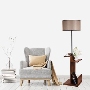 Vezir Siyah Lambader Silindir Koyu Hasır Abajurlu Black Floor Lamp