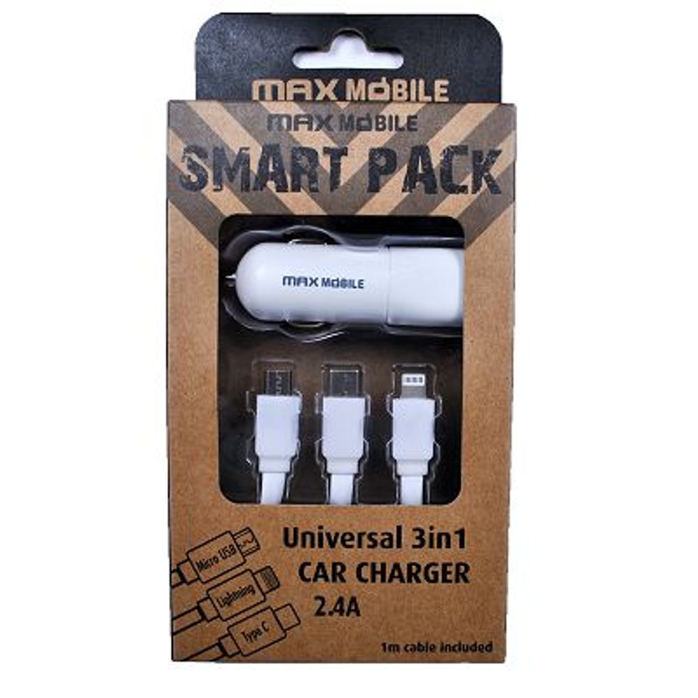 SMART PACK AUTO ADAPTER USB SC-198 2.4A+ 3u1 KABEL slika 1