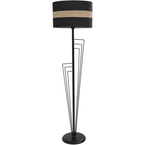 Kelebek Siyah Lambader Silindir 02 Rattan Abajurlu Black Floor Lamp slika 1