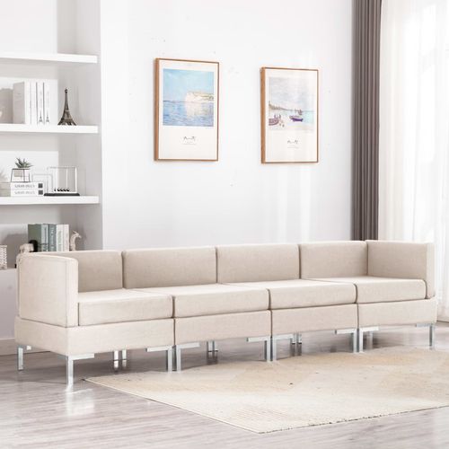 4-dijelni set sofa od tkanine krem slika 1