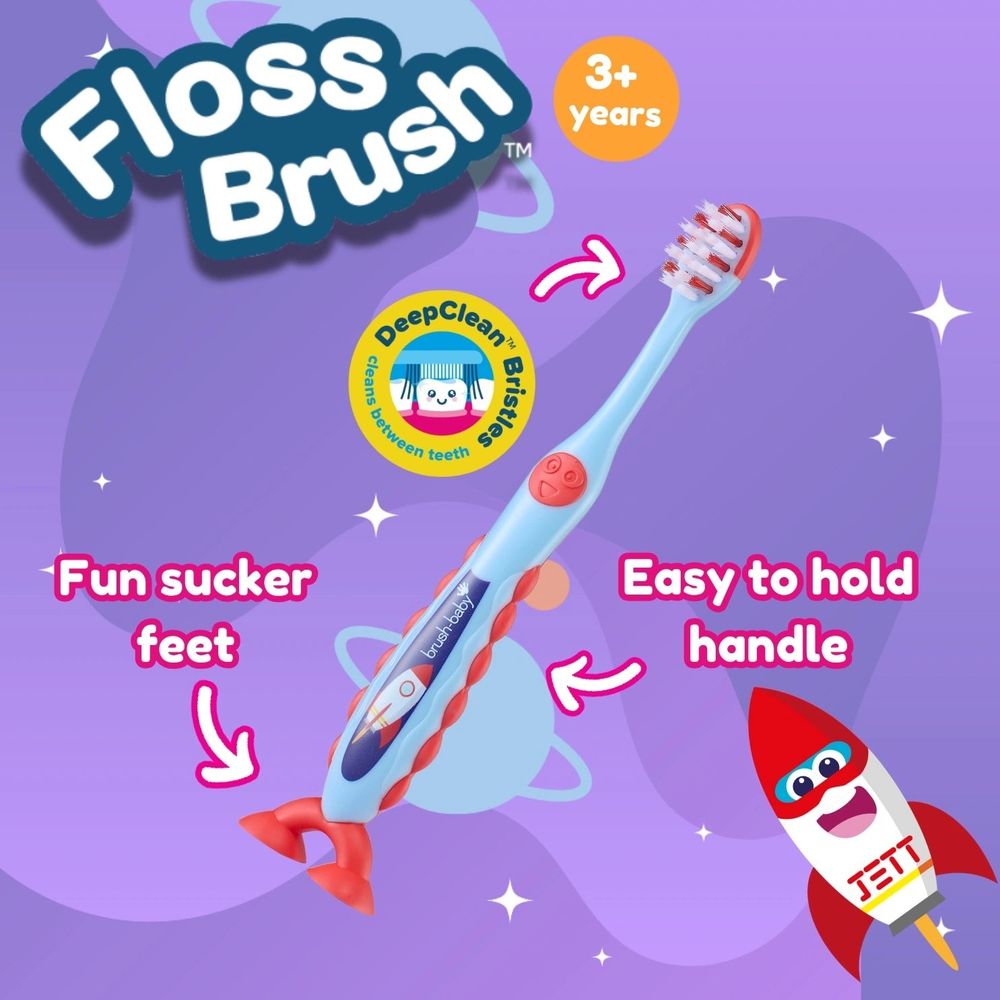 Brush-Baby Dječija četkica za zube FlossBrush 3-6 godina - Rocket, 2kom slika 3