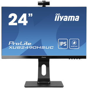 IIYAMA XUB2490HSUH-B1 Monitor 24" IPS-panel, 1920x1080, Windows Hello Webcam 1080P Auto Focus, 15cm Height Adj. Stand, 4ms, 250cd/m², Speakers, HDMI, DisplayPort, FreeSync, USB 3x3.2 (23,8" VIS)