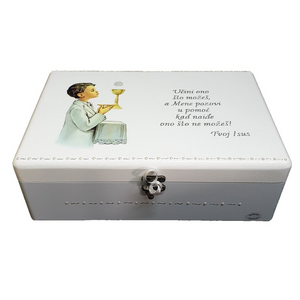 Kutija uspomena Prva Sv. Pričest  Dječak - siva 