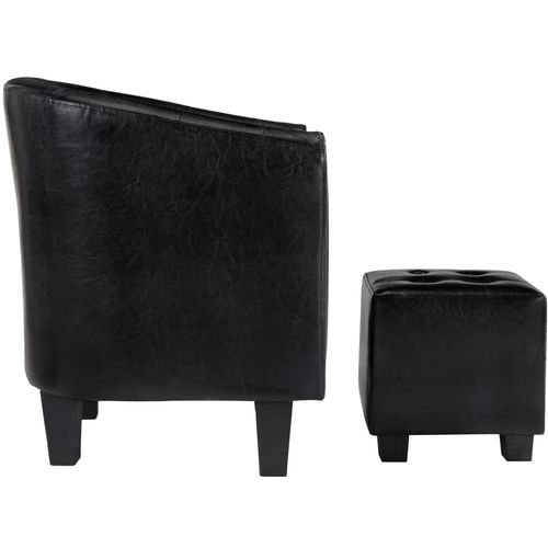 Fotelja od umjetne kože s osloncem za noge crna slika 31