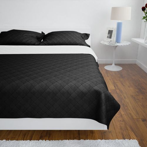 130887 Double-sided Quilted Bedspread Black/White 220 x 240 cm slika 22