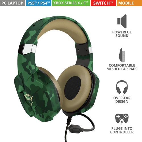 Trust gaming slušalice zelene maskirne Carus GXT323C (24319) - EOL slika 1