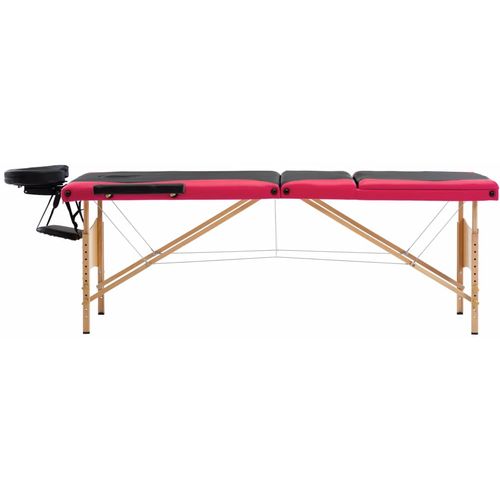 Sklopivi masažni stol s 3 zone drveni crno-ružičasti slika 19