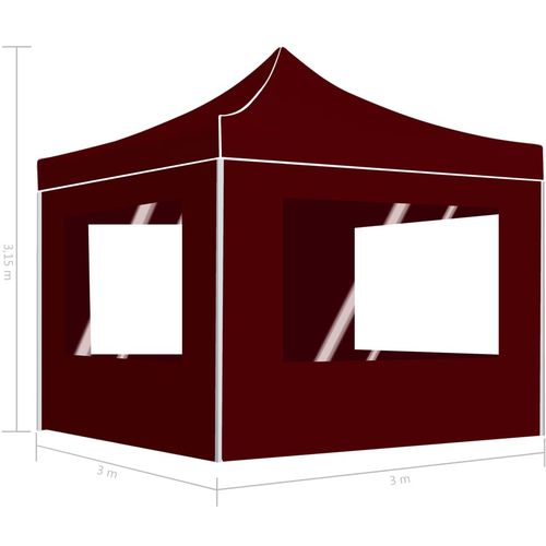 Profesionalni sklopivi šator za zabave 3 x 3 m crvena boja vina slika 25