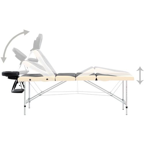 Sklopivi masažni stol s 4 zone aluminijski crno-bež slika 31