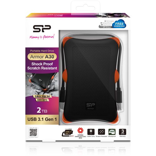 Silicon Power SP020TBPHDA30S3K Portable HDD 2TB, Armor A30, USB 3.2 Gen.1, Black slika 2
