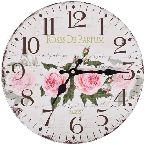 Starinski zidni sat s cvjetnim uzorkom 30 cm slika 20