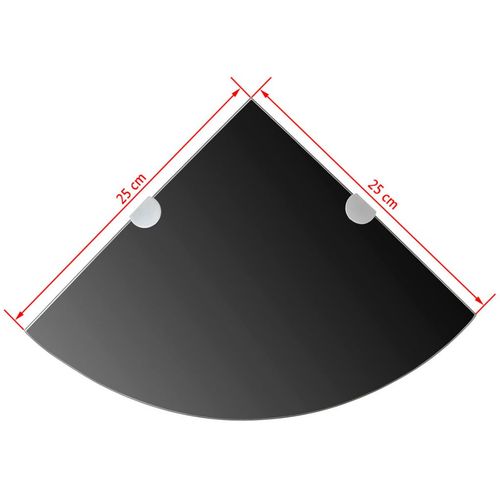 Zidna Kutna Polica Staklena s Kromiranim Držačima Crna 25x25 cm slika 12