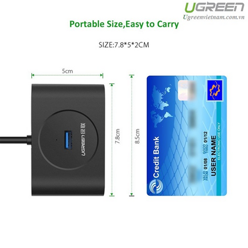 Ugreen USB 3.0 hub s 4 porta, crni, 1m - u kutiji slika 4