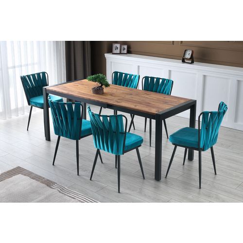 Hanah Home KuÅŸaklÄ± - 228 V4  Black
Blue Chair Set (4 Pieces) slika 6