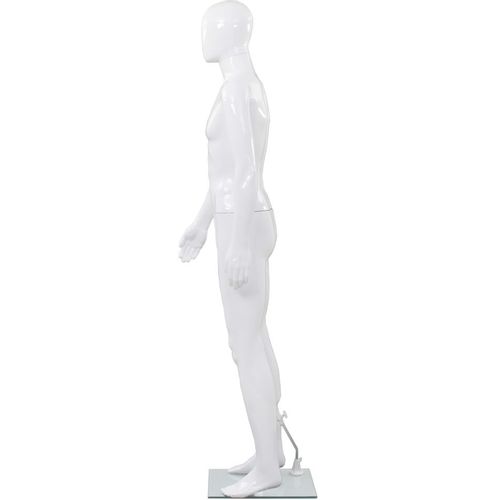 Muška lutka za izlog sa staklenim postoljem bijela sjajna 185 cm slika 4