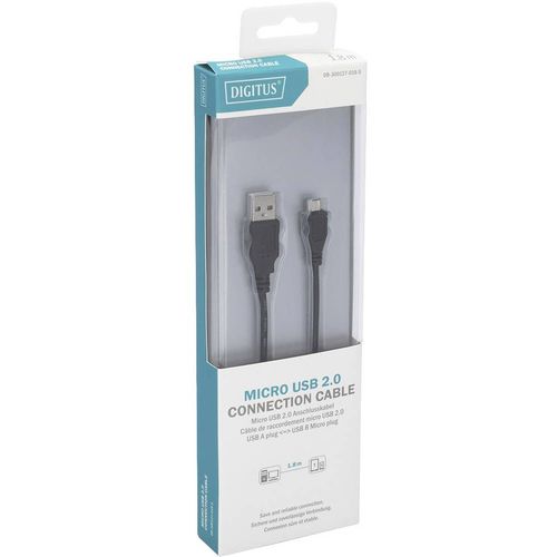 Digitus USB kabel USB 2.0 USB-A utikač, USB-Micro-B utikač 1.80 m crna okrugli, dvostruko zaštićen DB-300127-018-S slika 2