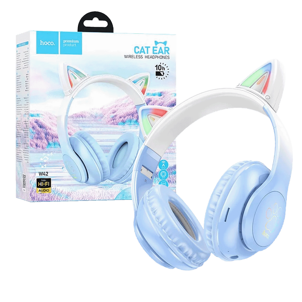 hoco. Slušalice bežične sa mikrofonom, Bluetooth - W42 Cat Ears, Crystal Blue slika 1